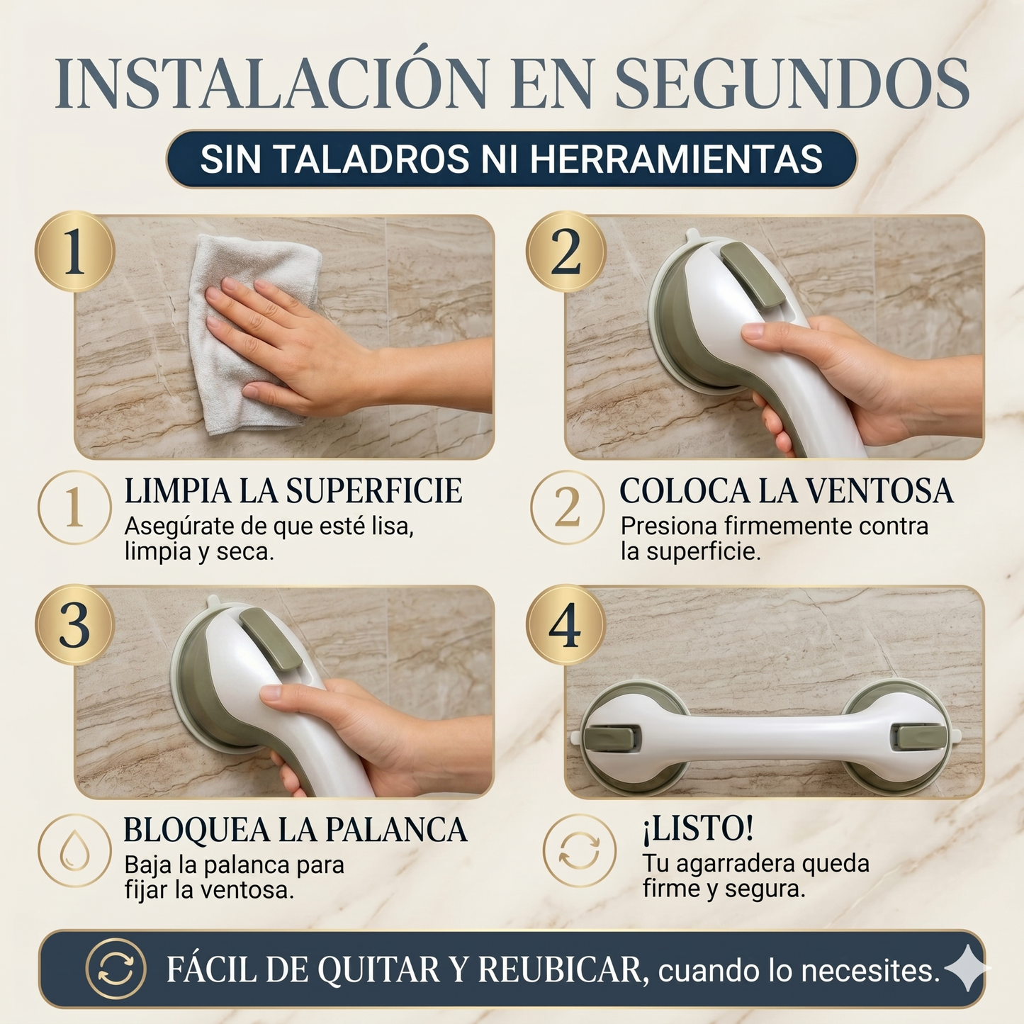 Agarradera de Seguridad Antideslizante para Baño 🛁